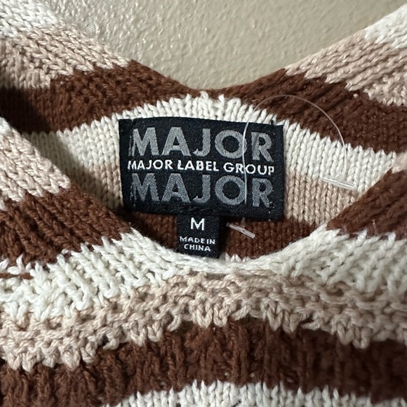 Major Label Group Cream and Brown Knit Crop Tank Top - Picture 3 of 4
